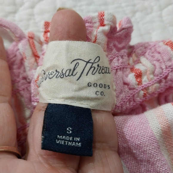 Universal Thread Blend Linen and Rayon Pink and White Striped Dress - Picture 9 of 11